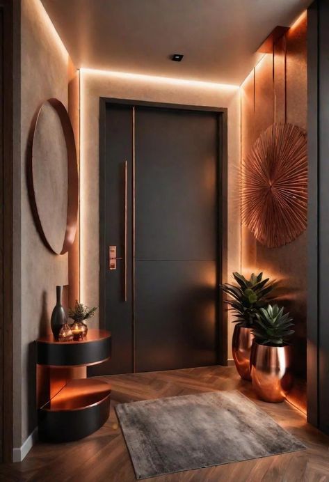 Small Outside Entryway Ideas, Corridor Entrance Design, Entry Lobby Design Entrance, Home Lobby Design Entrance, Small Lobby Interior Design Home, Apartment Outside Entrance Decor, Modern Apartment Entrance, Apartment Flat Entrance Design, House Lobby Design