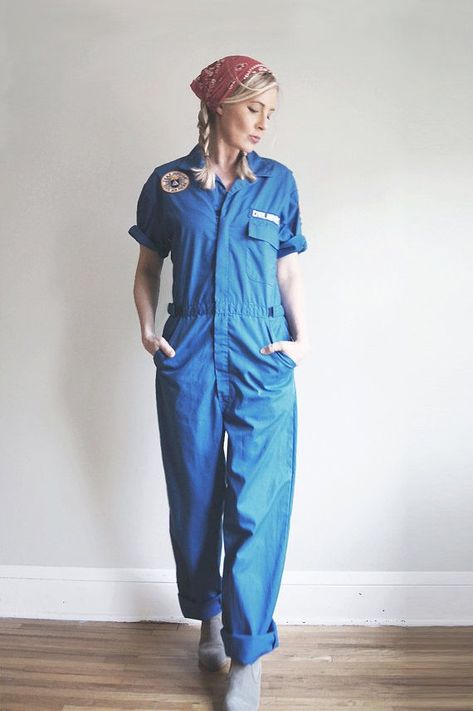 How To Style Jumpsuit, Mechanic Overalls, Mechanic Jumpsuit, Vintage Coveralls, Suit Sewing Patterns, Womens Workwear, Work Jumpsuit, Civil Air Patrol, Jumpsuit Costume