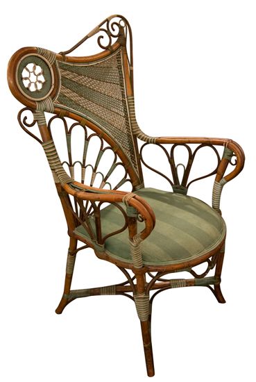 A couple of these out on the patio, with a matching tea cart and a vase of fresh peonies. Art Nouveau Interior, Nouveau Furniture, Art Nouveau Furniture, Step Van, Pinterest Art, Tiffany Lamp, Floral Fabrics, Etched Designs, Art Nouveau Design