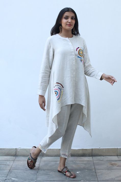 Shop for these amazing collections of Beige 100% Linen Embroidery Thread High Low Hem Tunic For Women by Linen Bloom online at Aza Fashions. Linen Embroidery, Tunics Online, Buy Linen, Dream Wedding Ideas Dresses, Linen Tunic, Comfort Wear, Co Ord Set, Designer Wear, High Low Hem