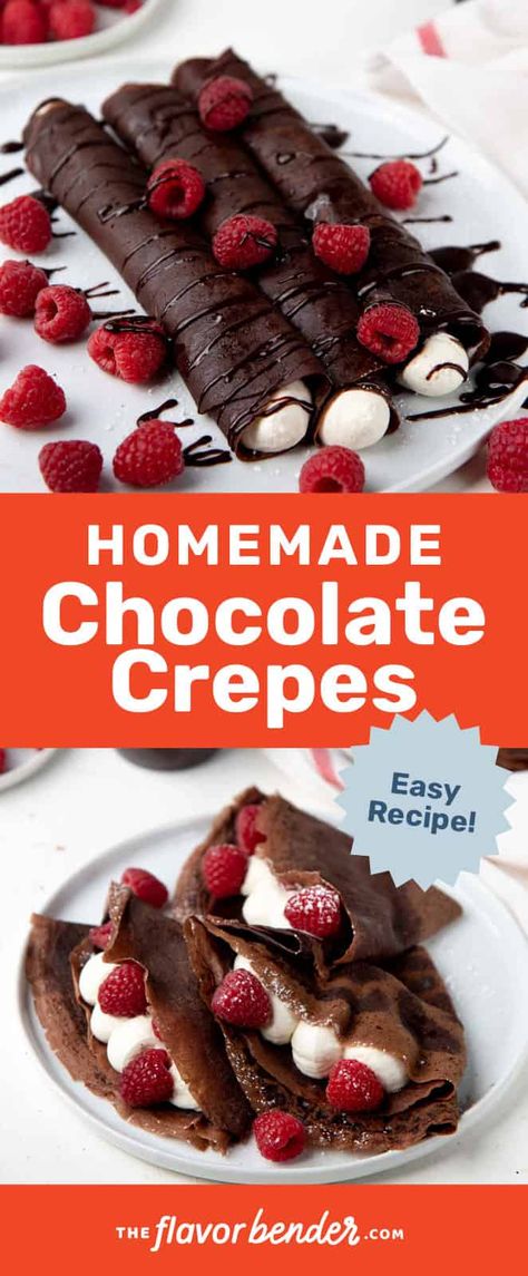 Crepe Recipe Chocolate, Chocolate Crepes Recipe Easy, Dessert Crepes Filling, Crepes For Two, Chocolate Filled Crepes Recipe, German Crepes Recipe, Crepe Ideas Breakfast, Crepe Maker Recipe, Crapes Recipe Filling