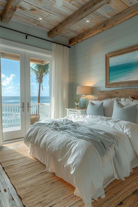 40 Stylish Aesthetic Bedroom Inspirations for Every Style House Interior Bedroom Aesthetic, Bedroom Inspirations Costal, Beach Bedroom Lighting, Cool Beach Houses, Minimalist Beach Bedroom Ideas, Modern Beach House Bedroom Decor, Small Beachy Bedroom, Cute Beach Bedroom, Beach Twin Bedroom Ideas