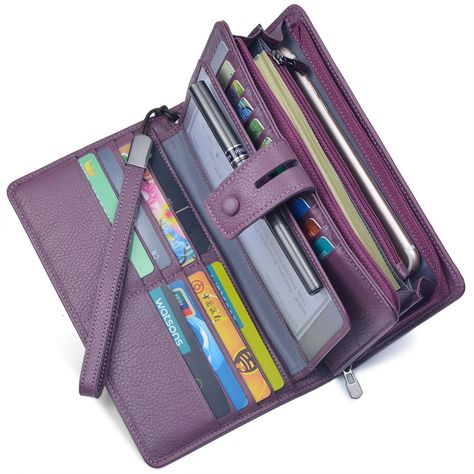 Women's Big Fat Rfid Leather Wristlet Wallet Organizer Large Phone Checkbook Holder with Zipper Pocket *** You can get more details by clicking on the image. (This is an affiliate link) #wallets Wallet Organizer, Unique Wallets, Game Mobile, Leather Clutch Wallet, Checkbook Wallet, Branded Wallets, Front Pocket Wallet, Checkbook Cover, Wallet Organization