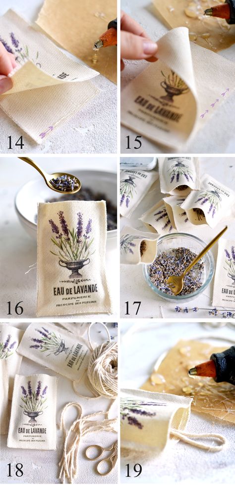 Lavender Sachets Diy, Diy Lavender Bags, Rustic Homestead, Lavender Uses, Lavender Crafts, Vintage Lavender, Easy Handmade Gifts, Lavender Gifts, The Graphics Fairy