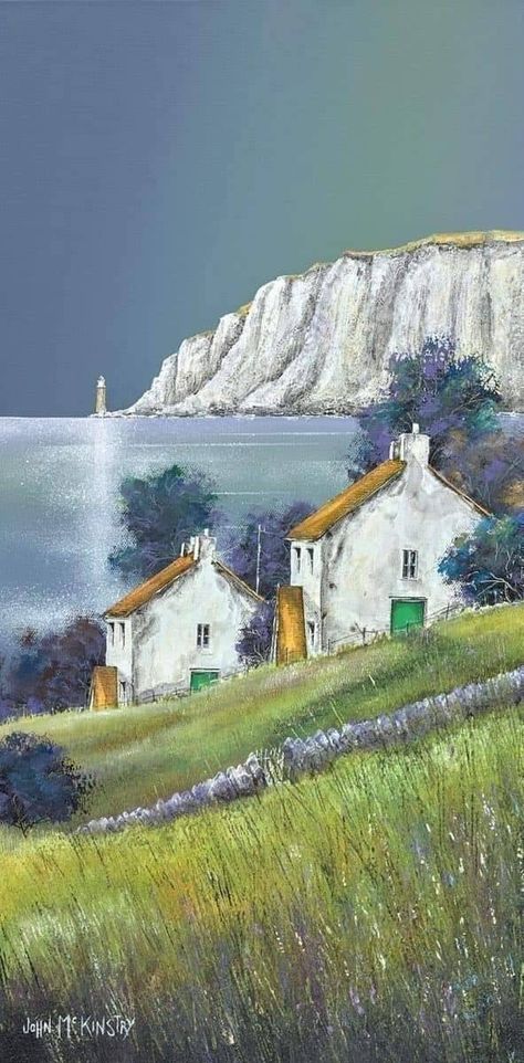 Francisco Ribeiro on X: "White Cliffs (date unlisted) by British artist JOHN McKINSTRY (b.1985). Acrylic on canvas https://t.co/2C4GemqDc9" / X House By The Sea Painting, Stephen Darbishire, Francisco Ribeiro, Rowboat Painting, Cottages By The Sea, Sea Scape, White Cliffs, Whimsical Art Paintings, Artistic Painting