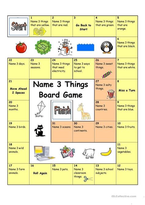 Name 5 Things Game, Esl Board Games, Speaking Games, Board Games Diy, Esl Games, Game Name, English Games, Speaking Activities, Vocabulary Games