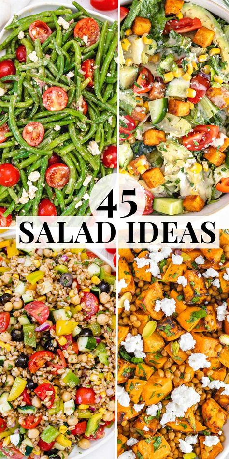 Over 45 best and tasty salads that are easy to make, healthy, vegetarian and vegan too. Browse through, and pick your favorite salad and dressing. Best Vegan Salads, Salad And Dressing, Healthy Starters, Fennel And Orange Salad, Tasty Salads, Lettuce Salad Recipes, Potluck Salad, Plant Based School, Salads For A Crowd