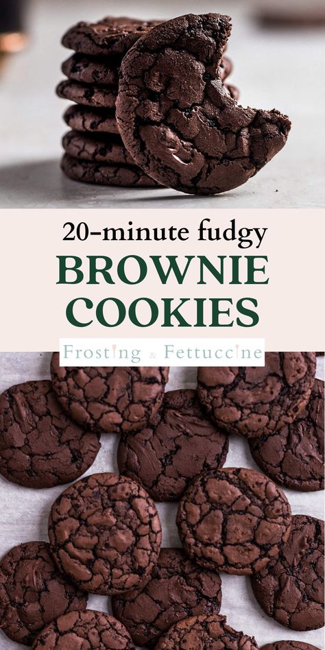 Quick Homemade Desserts Simple, Chewy Chocolate Brownie Cookies, Cookie Recipes Cocoa Powder, Easy Cocoa Cookies, Brownie Drop Cookies, Brownie Cookies Without Chocolate Chips, Brownie Cookies With Cocoa Powder, Chocolate Baked Goods Recipes, Things To Bake Chocolate