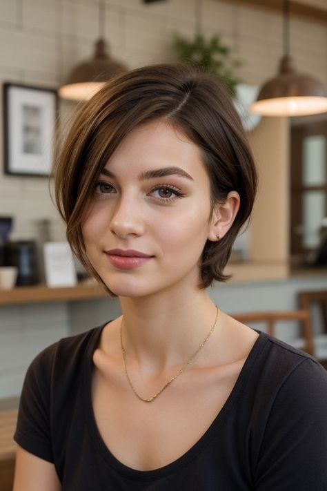 Hair Do For Bob Hairstyle Ideas, Ear Length Layered Bob, Short Hairstyle Women With Round Face, Haircut Short For Women, Short Thick Hairstyle, Hairstyle Short Hair With Bangs, Short Haircuts For Thick Hair Women, Short Bob For Round Face, Short Bob For Thick Hair