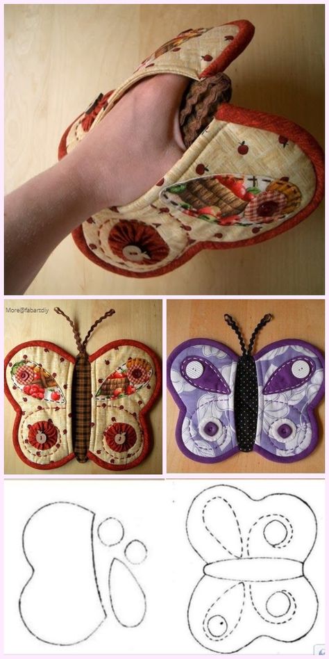 Quilted Butterfly Potholder Sew Free Pattern&Paid Sew Free Pattern, Quilted Butterfly, Tips Menjahit, Projek Menjahit, Beginner Sewing Projects Easy, Costura Diy, Kraf Diy, Creation Couture, Sewing And Quilting