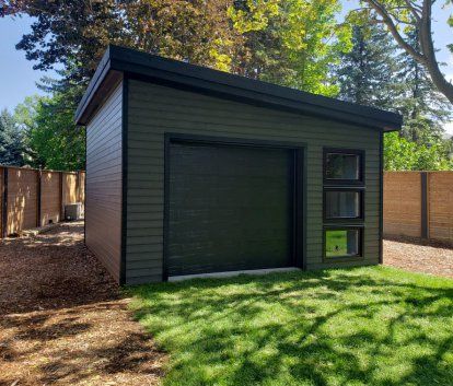 Prefab Garages, Garage Door Paint, Pole Barn Garage, Backyard Garage, Building A Garage, Garage Addition, Modern Shed, Portable Garage, Small Garage