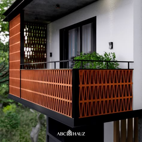 Jaali Design, Balcony Grill Design, Balcony Grill, Indian Home Design, Brick Exterior House, Brick Exterior, Village House Design, Railing Design, Grill Design