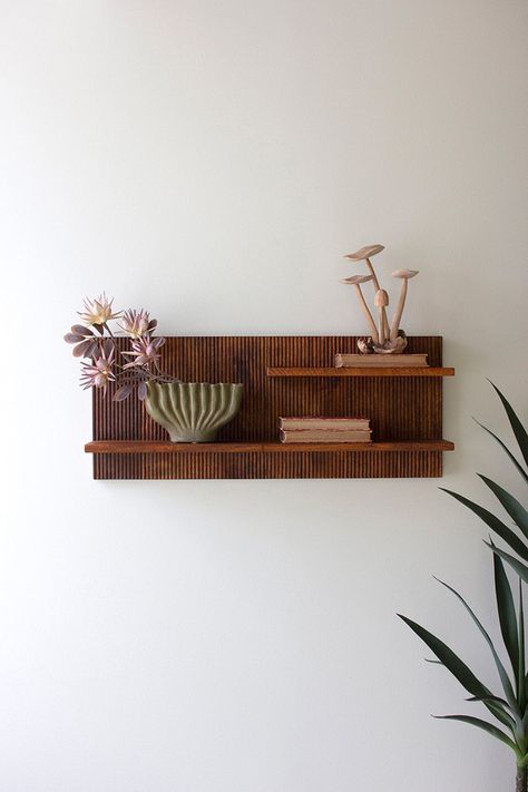 Kalalou Wall Shelf – Modish Store Tambour Wood, Accent Shelf, Oak Shelf, Wood Hanger, Oak Shelves, Hanging Picture Frames, Wood Hangers, Wood Accent, Wood Shelf