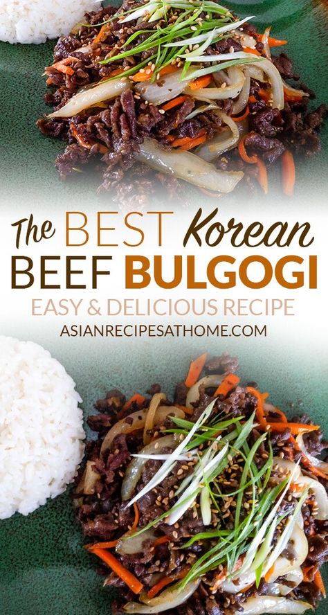 Korean Beef Bulgogi Recipe, Beef Bulgogi Recipe, Koreansk Mad, Korean Beef Bulgogi, Korean Beef Recipes, Bulgogi Recipe, Bulgogi Beef, Korean Cooking, Korean Beef