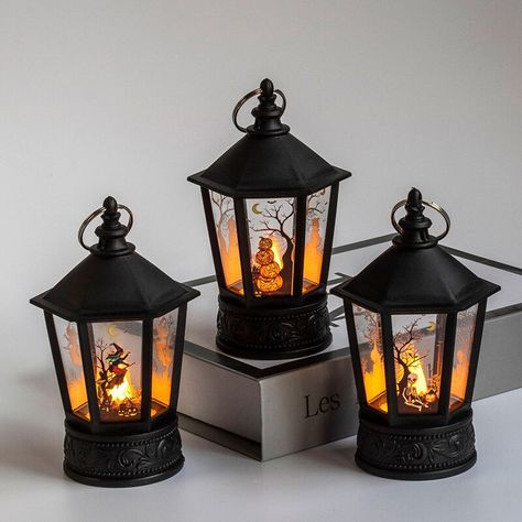 Witches Castle, Dekorasi Halloween, Electronic Candles, Led Candle Lights, Vintage Witch, Lantern Lamp, Led Lantern, Led Candle, Fantasias Halloween