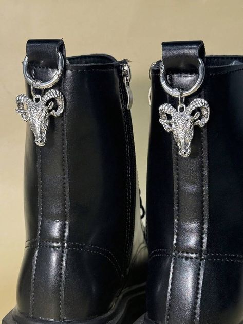 Silver Ram Head Boot Charms Set, Gothic Punk Shoe Pendant Accessories - Zinc Alloy Shoe Decoration Charms For Boots, Bags, And Keychains - DIY Shoe Gear Charms For Personalization | SHEIN USA Metal Foundry, Boot Charms, Keychains Diy, Punk Shoes, Ram Head, Shoe Decoration, Diy Shoe, Boot Jewelry, Decorated Shoes