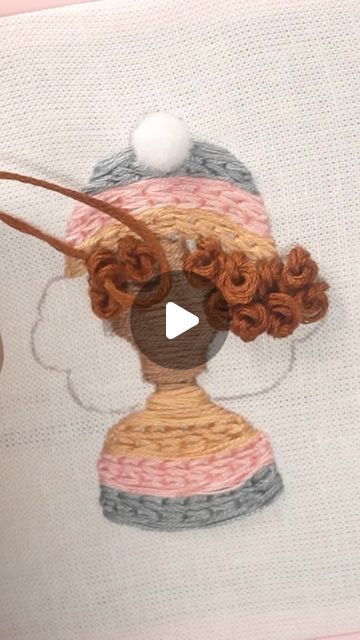 Embroidery Curly Hair, How To Embroider Hair, Embroidery Hairstyle, Curly Hair Embroidery, Hair Embroidery Tutorial, Soft Curl Hairstyles, Hair Embroidery, Embroidery Hair, Portrait Embroidery