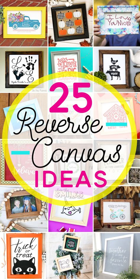 25 Inspiring DIY Reverse Canvas Sign Ideas | Where The Smiles Have Been #ReverseCanvas #ReverseCanvasSign #Sign #Silhouette #Cricut #vinyl #HTV #IronOn #stencil #FramedArt #HomeDecor #HolidayDecor Reverse Canvas Sign Ideas, Reverse Canvas Ideas, Moss Projects, Reverse Canvas Sign, Canva Cricut, Word Art Canvas, Reversible Blocks, Diy Moss, Chalkboard Vinyl