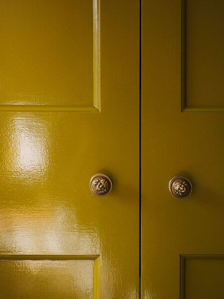 A Room of One’s Own: Lonika Chande discusses her bedroom Fun Trim Colors, Ochre Room, Lonika Chande, Interiors 2024, Color Drenching, Gold Painted Walls, Colorful Doors, Modern Georgian, Mustard Made