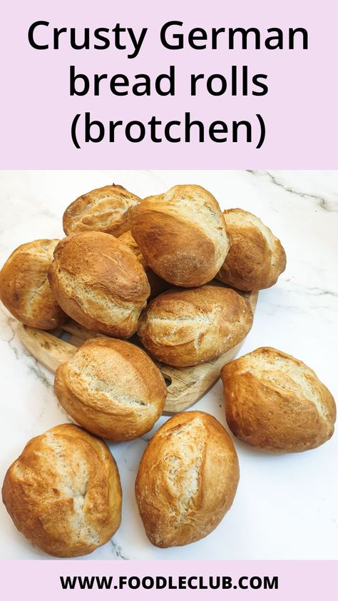 These crusty German bread rolls (brotchen) have a crispy exterior and a soft dense chewy interior. These German bread rolls are so versatile. You can eat them smothered with jam or cheese for breakfast, with a slice of ham or other cold meat for lunch, or even serve them as a dinner roll for mopping up sauces and gravy. Brotchen Recipe, Cheese For Breakfast, Crusty Bread Recipe, Crusty Rolls, German Food Authentic, German Bread, Bread Rolls Recipe, Dinner Roll, Artisan Bread Recipes