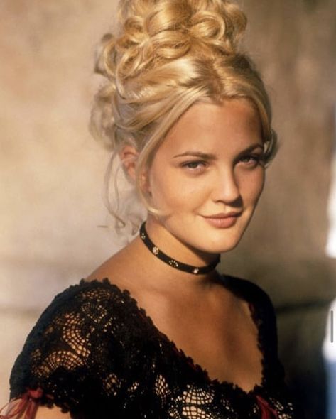 90 Prom Hair, 80s Medium Length Hairstyles, 80s Hair Updo, Fantasy Updo, 90s Updo, Drew Barrymore 90s, Styles Wigs, Intricate Hairstyles, Prom Goals