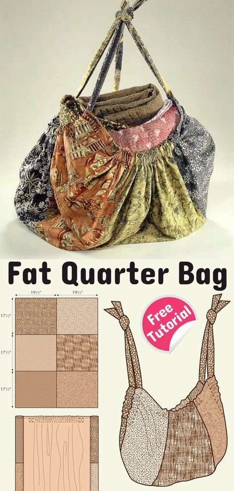 Fat Quarter Bag Pattern & Tutorial Fat Quarter Bag, Sewing Machine Projects, Sewing Projects Clothes, Cute Sewing Projects, Crochet Clutch, Learning Techniques, Small Sewing Projects, Sewing Bags, Sewing Design