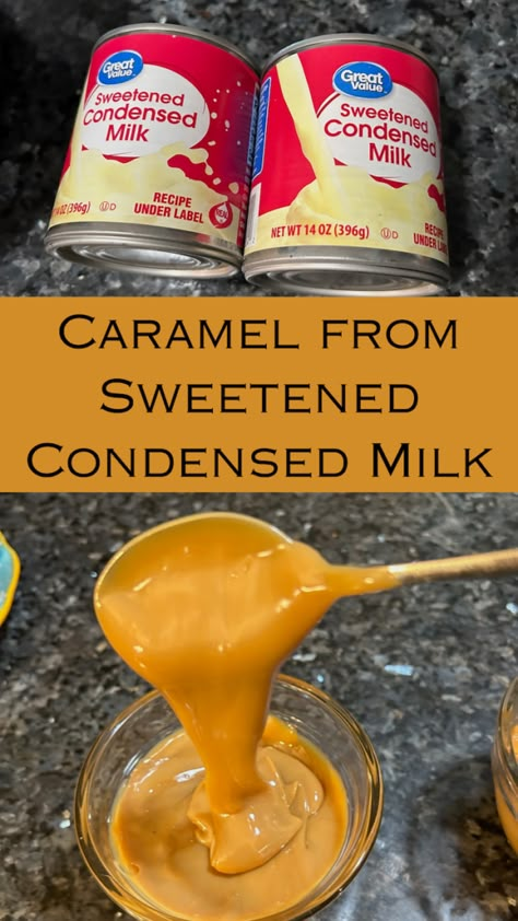 If you’re looking for the world’s simplest caramel, a foolproof version you can make at home with only one ingredient, you’ve come to the right place! In this post I’m going to show you how I make caramel out of a can of sweetened condensed milk. Homemade Caramel Sauce Sweetened Condensed Milk, Caramel Sweetened Condensed Milk Crockpot, Carmel Homemade Condensed Milk, Sweeten Condensed Milk Caramel, Canned Sweetened Condensed Milk, Slow Cooker Sweetened Condensed Milk Caramel, Homemade Caramel With Condensed Milk, Caramel Using Condensed Milk, How To Make Caramel Out Of Sweetened Condensed Milk