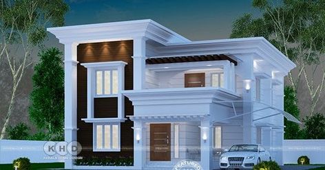 2060 square feet 3 bedroom Arabic model house in Kerala by Dream Form from Kerala Home Design Simple, Villa Ideas, Home Designs Exterior, Two Story House Design, Kerala House, 2 Storey House Design, Houses Design, House Plans Mansion, Small House Front Design