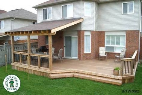 Partial covered deck Covered Deck Designs, Deck Redo, Deck Cover, Deck And Patio, Roof Ideas, Patio Deck Designs, Wooden Deck, Backyard Gazebo, Covered Deck