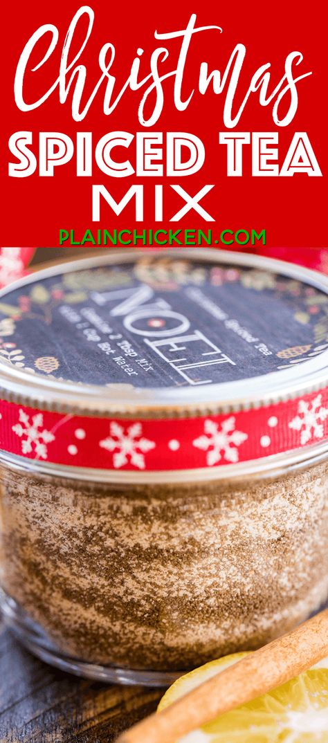 Hot Drink Gift Ideas, Holiday Spiced Tea, Apple Spice Tea Recipe, Hot Tea Gift Ideas, Hot Drink Mixes Christmas Gifts, Hot Tea Mix Recipes, Christmas Tea Gifts, Homemade Spiced Tea, Wassail Mix Dry