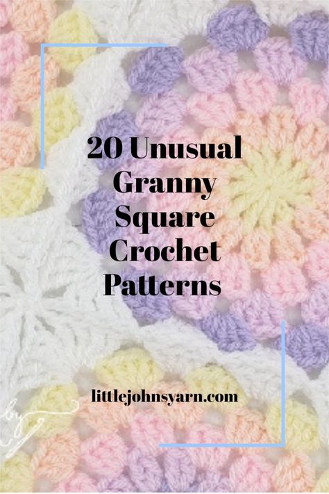 Granny squares are the building blocks of so many crochet patterns, from blankets and bags to garments and toys. But how about an unusual granny square? While the classic granny square patterns look great with any project, why not try these more unusual designs? They’re all completely free. #grannysquares #crochetsquares #grannycrochet How To Put Crochet Squares Together, Granny Square Three Colors, Music Note Granny Square, Granny Square Sampler Afghan, Modern Granny Squares Crochet, Basic Crochet Square, Granny Square Variegated Yarn, Cute Granny Squares Crochet, Different Kinds Of Granny Squares