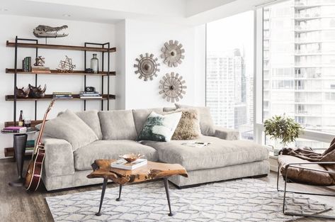 Shopping For a Comfy Wide Sofa? These Are the 14 Most Stylish and Plush Choices Contemporary Sectional Sofa, Furnitur Ruang Keluarga, Sofa L, Trendy Living Rooms, Living Room On A Budget, Corduroy Fabric, A Living Room, Small Living Room, Apartment Living