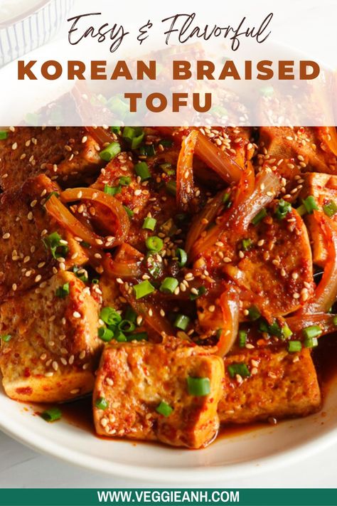 Craving a mouthwatering Korean dish but short on time? 🕒 Look no further – our Easy Korean Braised Tofu is not only a scrumptious side dish, but it's ready in under 30 minutes! 🏃‍♀️ Serve it with rice and enjoy the burst of flavors in every bite! 🍚 Add this to your recipe rotation! 👩‍🍳 Dubu Jorim, Braised Tofu Recipe, Healthy Korean Food, Simple Banana Bread Recipe, Korean Food Side Dishes, Braised Tofu, Kimchi Stew, Prioritize Health, Korean Side Dishes