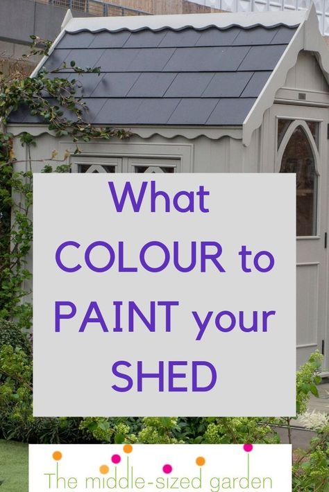 Inspiration for your shed colours - paint your shed bright, modern, Farrow & Ball or to go with your garden colour scheme #gardens #sheds #shed #backyard #middlesizedgarden She Shed Exterior Ideas, She Shed Exterior, Shed Paint Colours, Shed Exterior Ideas, Painted Garden Sheds, She Shed Decorating Ideas, Shed Backyard, Fence Paint Colours, Sheds Ideas Backyard