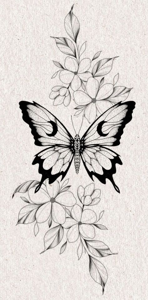 Butterfly’s Tattoo Design, White Mariposa Flower Tattoo, Butterfly Snake Tattoo Design, Butterfly Full Sleeve Tattoo, Floral Butterfly Tattoo Design Forearm, As The World Falls Down Tattoo, Butterfly Flowers Tattoo Design, Butterfly Flowers Drawing, Butterfly And Mandala Tattoo