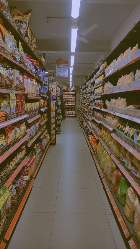 Store Aisle Aesthetic, Shopping Aisle Aesthetic, Captions For Grocery Store Pics, Super Market Aesthetic Photos, Small Grocery Store Aesthetic, Super Market Photography, Super Market Drawing, Super Market Snap, Convenience Store Aesthetic Photoshoot