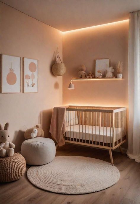 Nursery Japandi, Nursery Corner Ideas, Baby Corner In Parents Room, Japandi Nursery, Nursery Ideas Modern, Minimalist Nursery Ideas, Small Nursery Ideas, Nursery Corner, Minimalist Baby Room