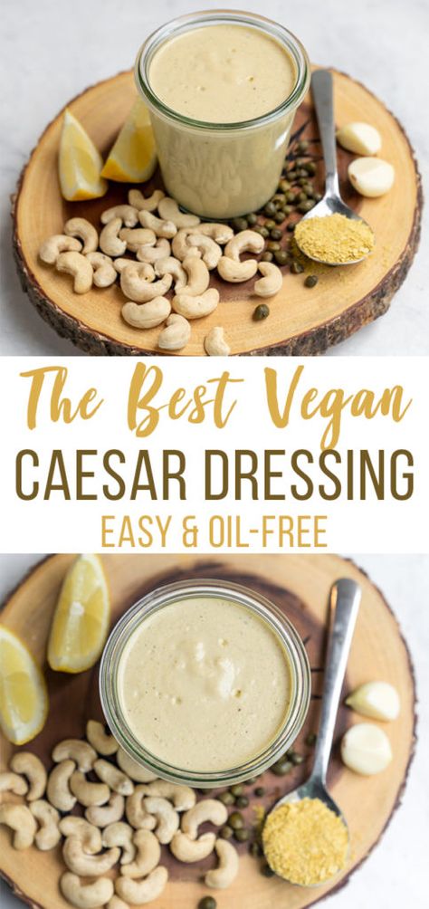 Vegan Caesar Salad Dressing, Vegan Caesar Dressing, Vegan Caesar Salad, Vegan Caesar, Vegan Salad Dressing, Vegan Dressing, Vegan Sauces, Oil Free Vegan, Caesar Dressing