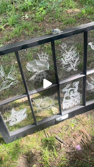 Bad Monday™ on Instagram: "TATTOOING A GLASS WINDOW?! 😳🤩  @boneyardink engraved this window with tattoo designs and we’re in love with it the creativity is outstanding ‼️🖤   #badmonday #badmondayapparel #tradtattoos #traditionaltattoo" Glass Etching Art, Etched Glass Windows, With Tattoo, Etched Glass, Glass Etching, Traditional Tattoo, Glass Window, Etching, Stained Glass