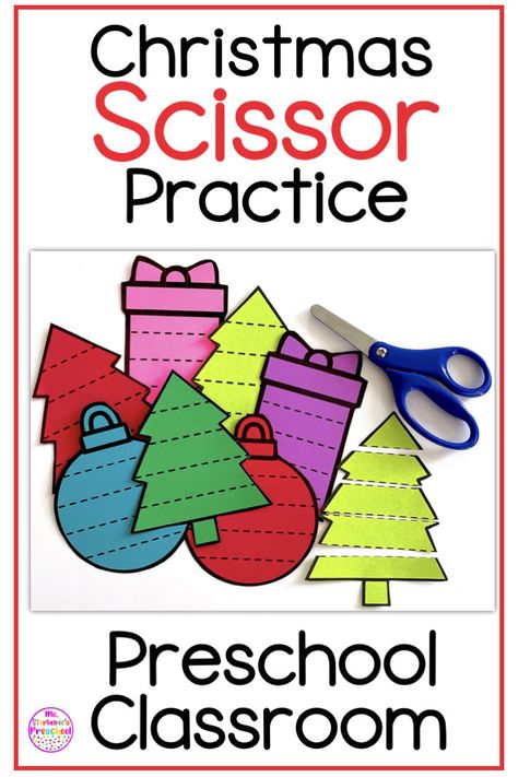 Practice Scissor Skills Christmas Themed Preschool Classroom Boxing Day Crafts For Kids, Winter Scissor Practice Preschool, Grinch Activities For Toddlers, Grinch Preschool Activities, Grinch Activities For Preschool, Fine Motor Christmas Activities, Christmas Process Art, Grinch Activities For Kids, Preschool Scissors Activities