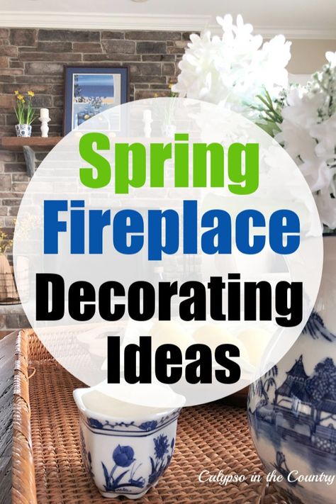 Simple ideas for decorating a fireplace mantel for spring. Spring mantel ideas from traditional style to rustic farmhouse. Ways to decorate a spring mantel using collections, greenery, flowers and seasonal items. Also includes spring shopping ideas for mantel decorating and spring fireplace decor ideas from other home decor bloggers. See all the spring fireplace decorating ideas on the blog! Summer Hearth Decor, Easter Mantle Ideas Fireplace Mantels, Fireplace Spring Decorating Ideas, Spring Mantles Ideas, Spring Hearth Decorating Ideas, How To Decorate A Fireplace Mantle, Spring Fireplace Mantel Decorating Ideas, Summer Mantel Decor, Spring Mantels Decorated