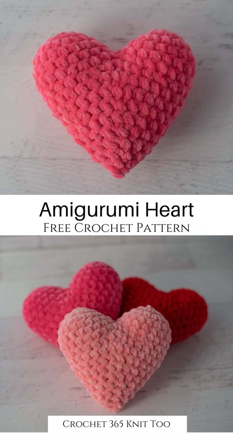 Crochet Puff Heart Pattern, Crochet Valentines Day Patterns Free, Valentines Day Crochet Patterns Free, Valentines Crochet Patterns Free, Valentines Amigurumi, Crochet Valentines Day, Crocheted Hearts, Crochet Valentine Patterns, Crochet Valentine