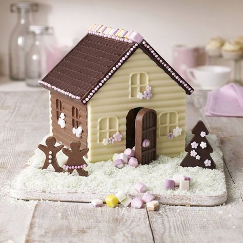 christmas-fairy-tale-cottage-cake-chocolate-mould Chocolate Gingerbread, Fairy Tale Cottage, Chocolate House, Chocolate Santa, Chocolate Moulds, Silicone Chocolate Molds, House Cake, Christmas Cake Decorations, Candy House