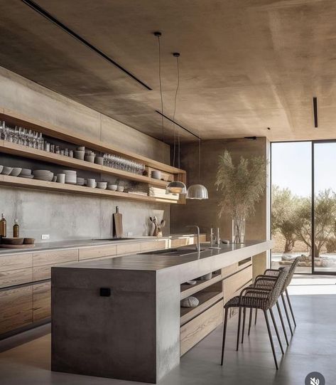 Concrete Home Design, Modern Concrete Home, Modern Konyhatervezés, Concrete Kitchen Island, Kitchen Confidential, Industrial Kitchen Design, Concrete Home, Modern Kitchen Island, Concrete Kitchen