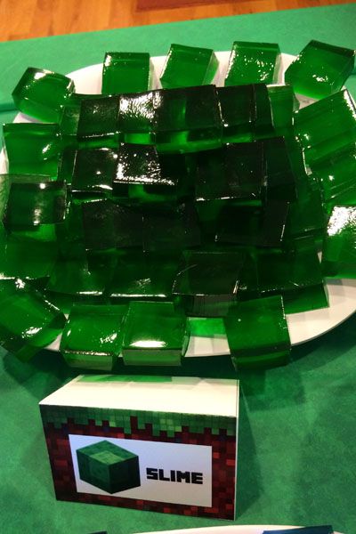 Minecraft Food - Slime Minecraft Slime, Minecraft Bday Party, Minecraft Birthday Ideas, Diy Minecraft Birthday Party, Minecraft Party Decorations, Minecraft Food, Minecraft Bday, Kids Halloween Food, Fun Halloween Party Games