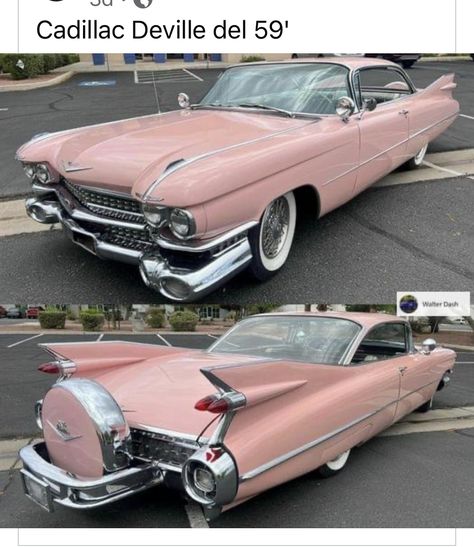 Pink Cars, 1959 Cadillac, Cool Old Cars, Old Vintage Cars, Pink Cadillac, Car Things, Cadillac Deville, Dream Vehicles, Pink Car