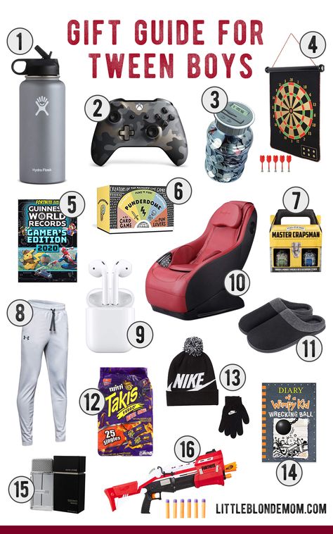 Gift Guide for Tween Boys  |  Christmas Gift Ideas  |  Little Blonde Mom Boy Christmas Gifts, Christmas Gifts For Teenagers, Girls Gift Guide, Presents For Boys, Teenager Gifts, Gifts For Teen Boys, Birthday Party For Teens