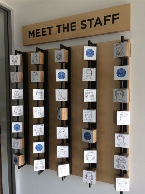 Love this idea Meet The Staff, Interaktives Design, معرض فني, Office Wall Design, Interactive Walls, Office Space Design, Office Branding, Exhibition Display, Church Design