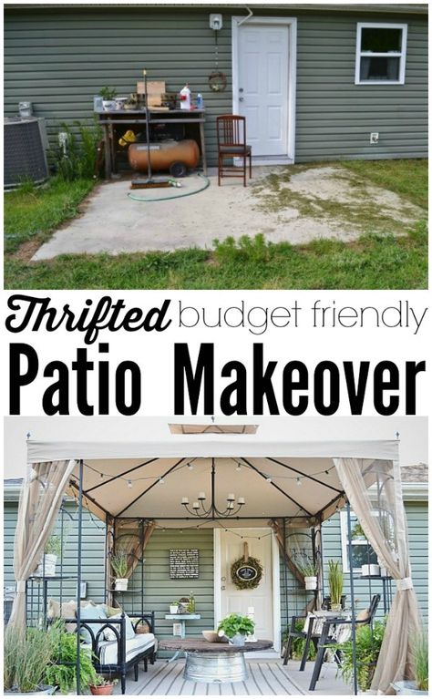 A back patio makeover on a budget! A must pin!! Proving you do not have to spend a ton of money to have a beautiful patio! Back Patio Makeover, Patio Makeover On A Budget, Diy Patio Ideas, Balkon Decor, Budget Patio, Apartment Patio, Beautiful Patios, Outdoor Diy Projects, Have Inspiration