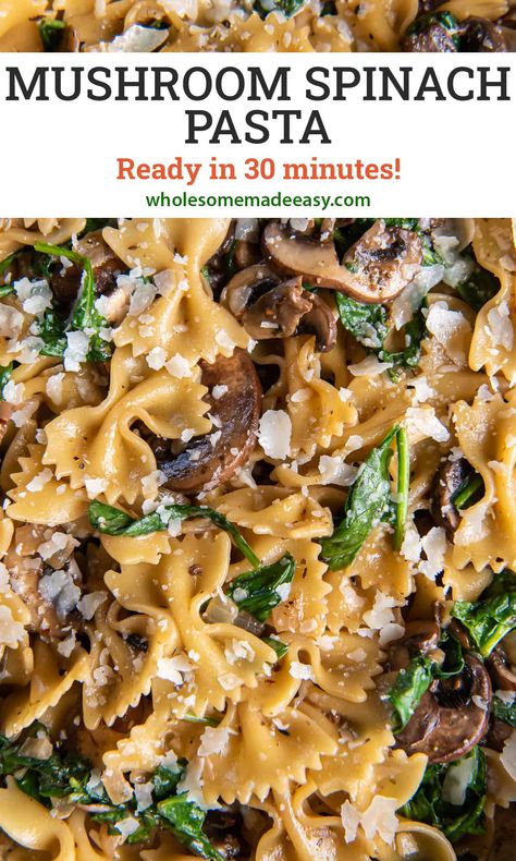 Mushroom And Spinach Pasta, Mushroom Spinach Pasta, Spinach Mushroom Pasta, Meatless Pasta, Mushroom Spinach, Spicy Pasta, Creamy Parmesan Sauce, Creamy Parmesan, Parmesan Sauce